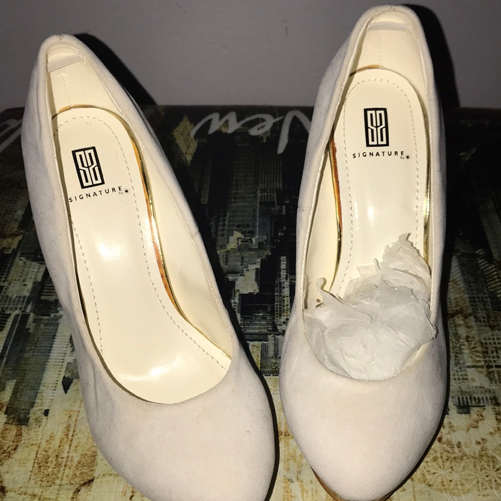 White and gold heels
